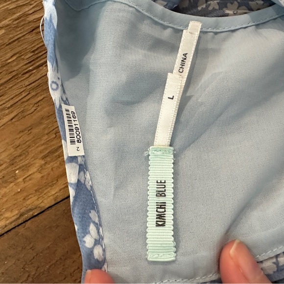 Kimchi Blue Floral Blue and White Blouse Dress by Urban Outfitters Size L - Picture 5 of 5